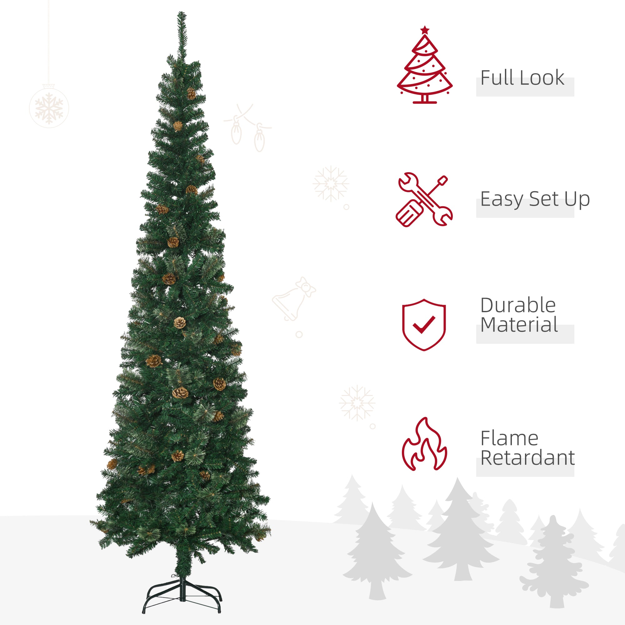 HOMCOM 7.5 Foot Pencil Christmas Tree