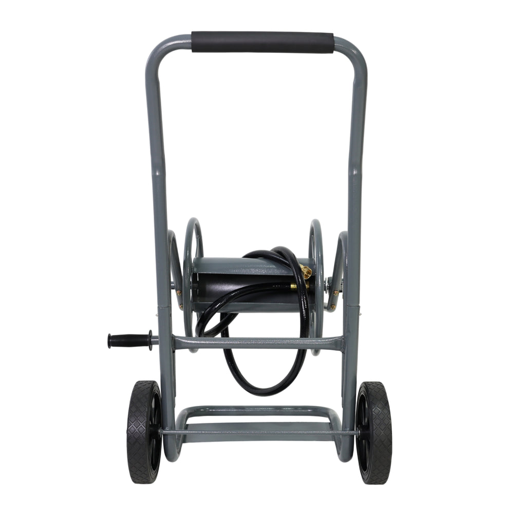Portable 2-Wheeled Garden Hose Reel Cart, Detachable, Dark Grey
