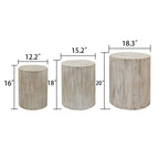 Set of 3 Rounded Wood Coffee Tables, End Tables, Plant Stands