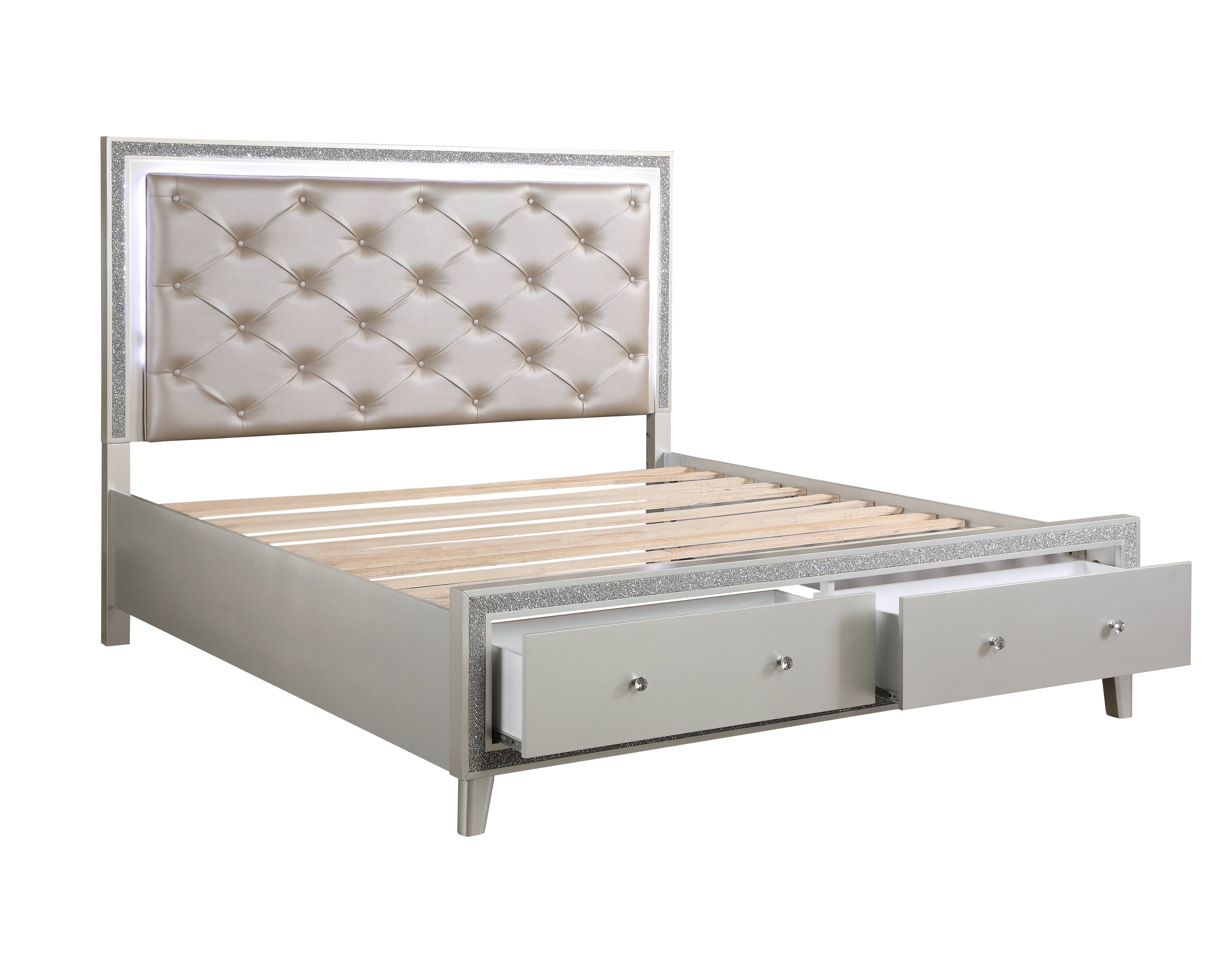 Sliverfluff Synthetic Leather & Champagne Finish CK Bed