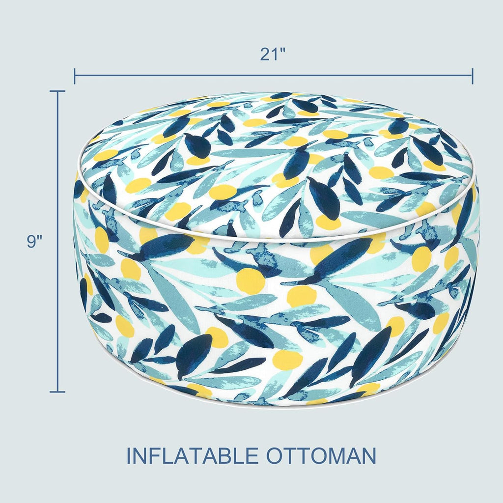 Outdoor Inflatable Ottoman - Coastal Leaves Design