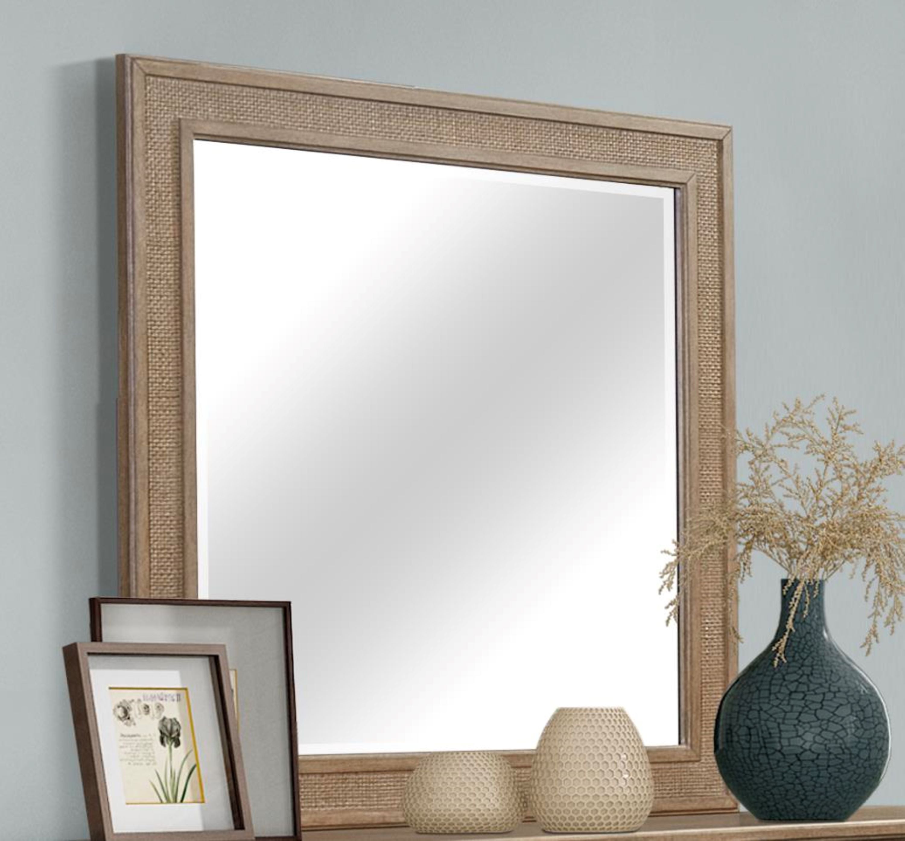 Sand Colored Cane Mirror