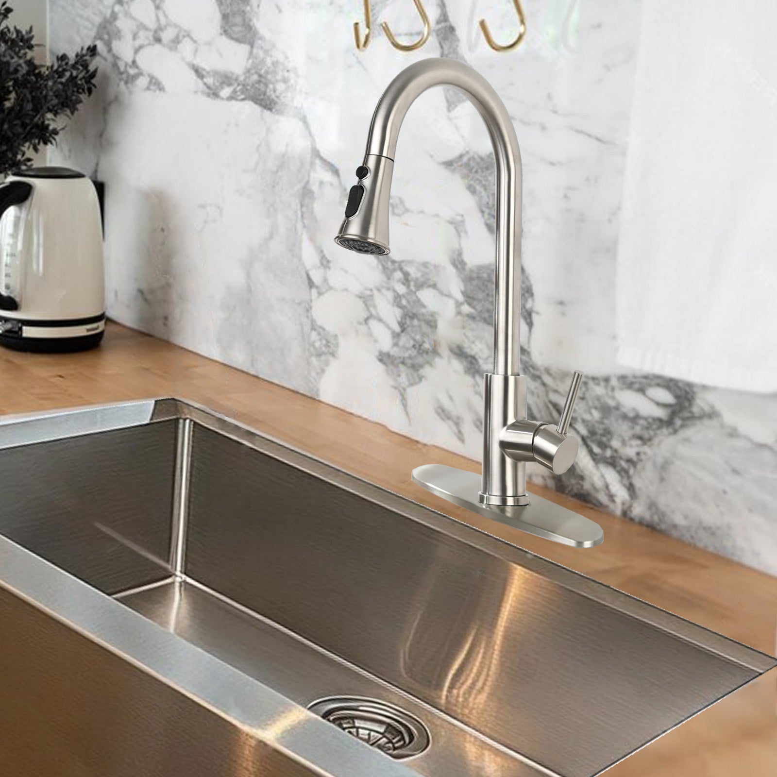 Brushed Nickel Pull-Down Kitchen Faucet
