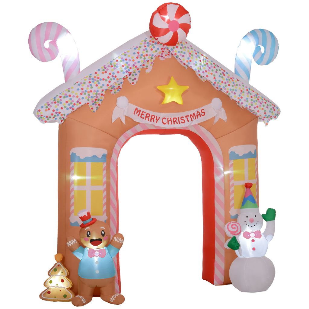 Outsunny 10-Foot Christmas Inflatable Gingerbread House Archway with LED Lights