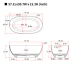 57'' Freestanding Bathtub Resin Stone Soaking Bathtub