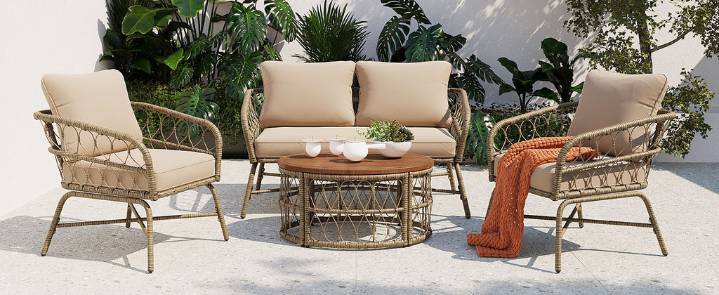 Bohemia-Inspired 4-Person Outdoor Seating Group