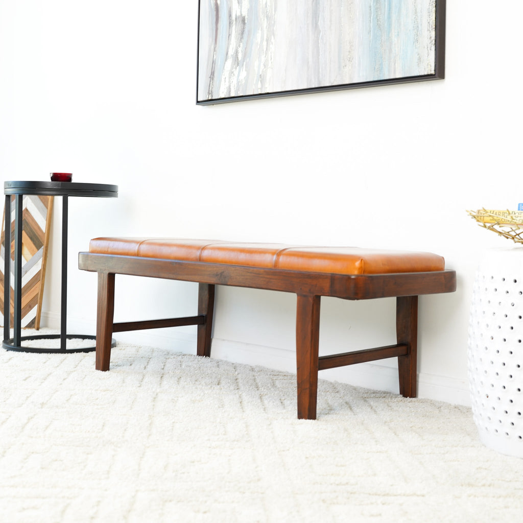 Maddox Mid-Century Modern Upholstered Bench