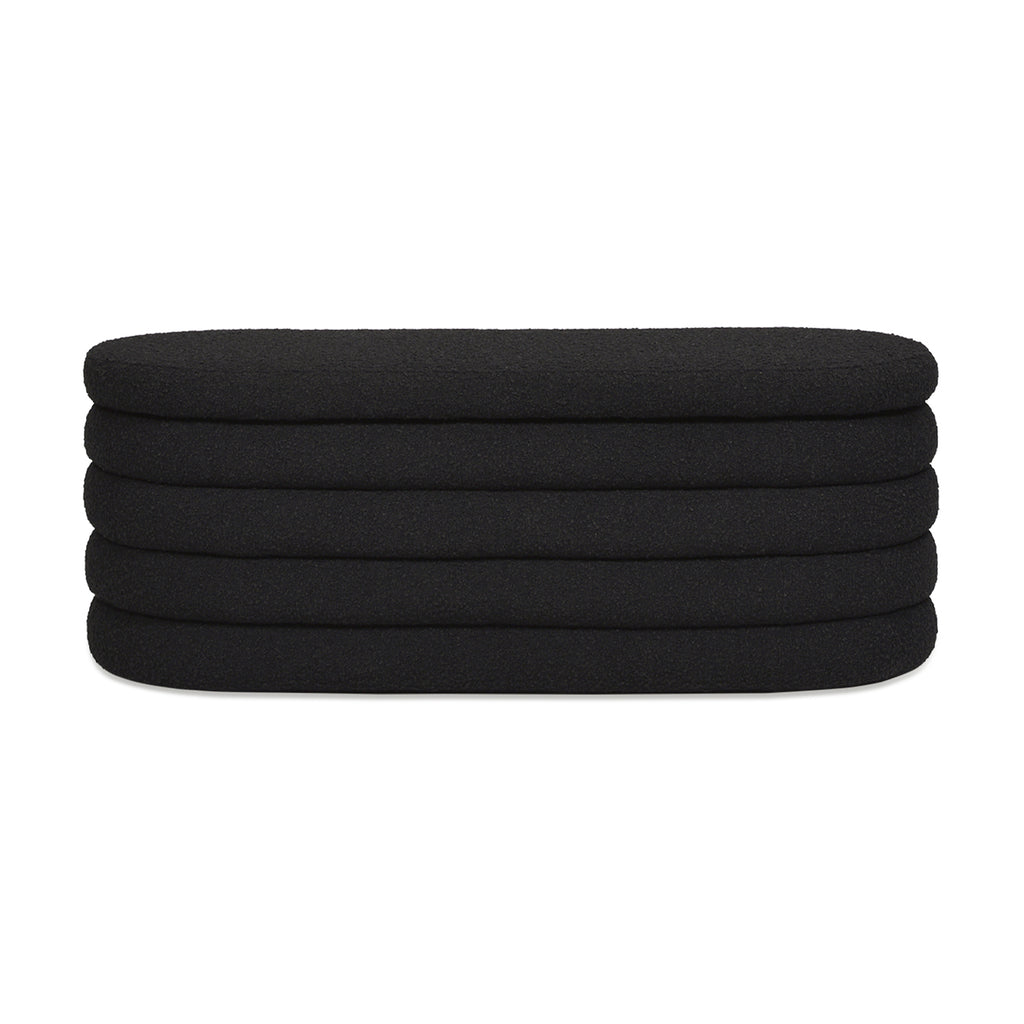 Fuji 49" Upholstered Oval Storage Bench, Ebony