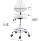 Saddle Stool Chair with Backrest - White