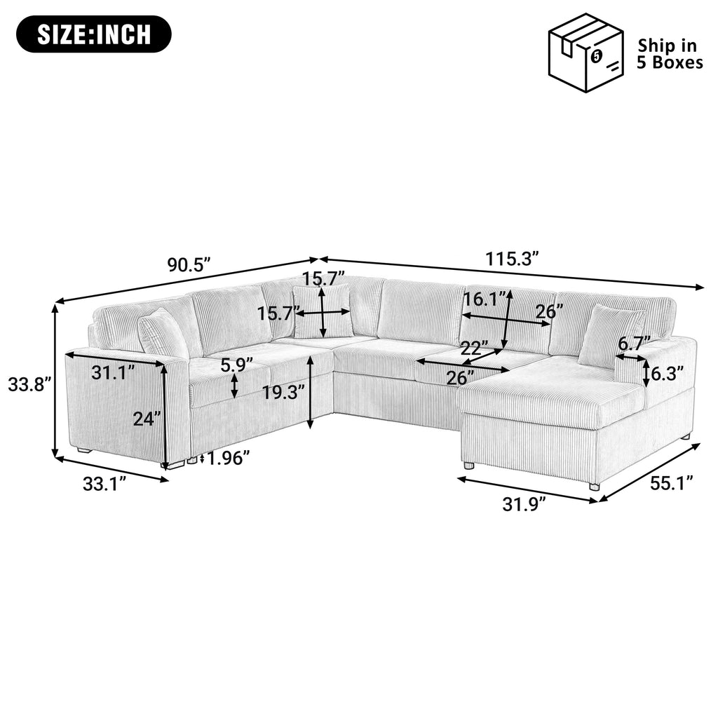 Oversized Sectional Sofa with Chaise Lounge