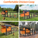 Large Wooden Chicken Coop with Run and Nesting Box