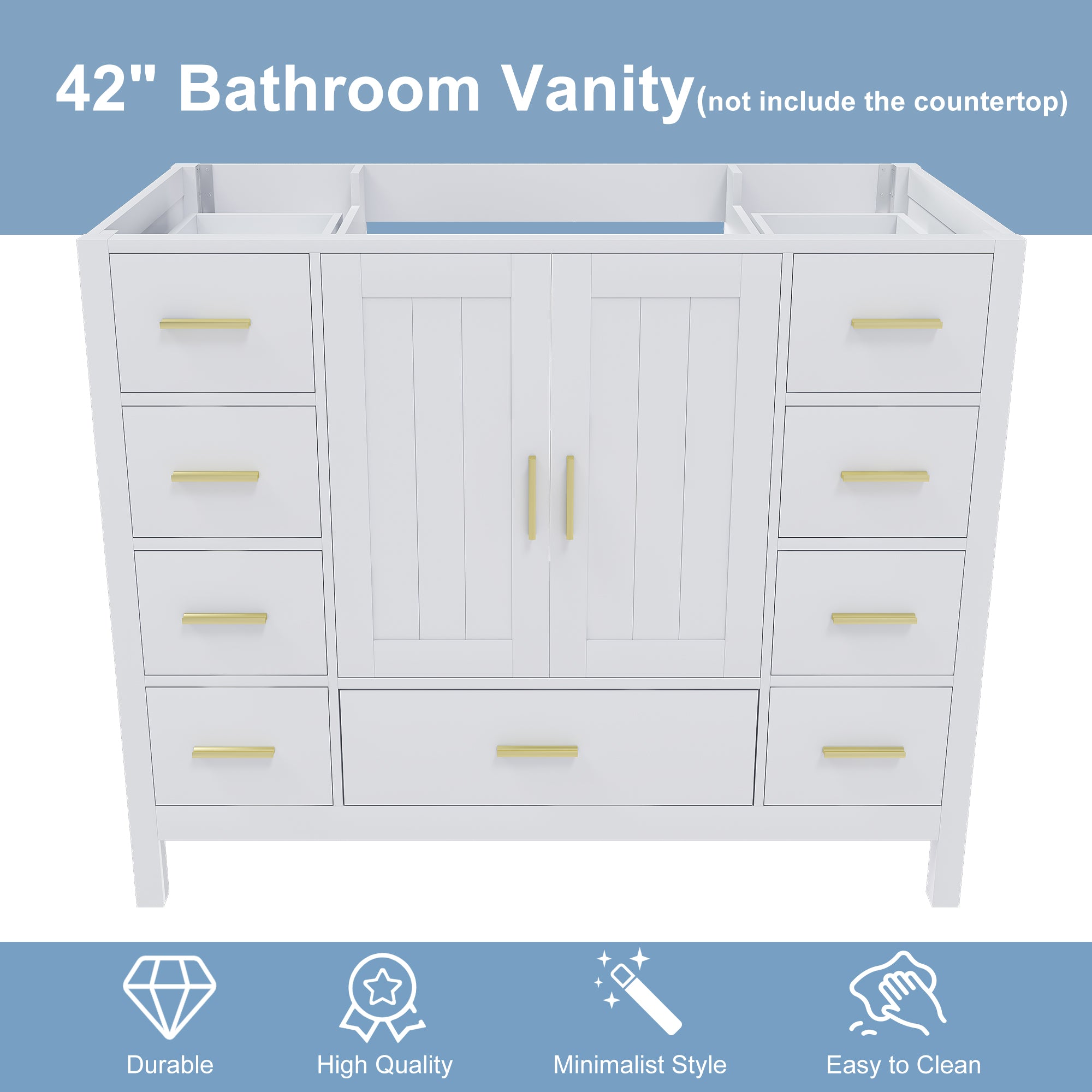 42" Bathroom Vanity Base Cabinet with 2 Soft-Close Double Doors