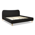 Roman Curved Headboard Upholstered Platform Bed, King, Ebony