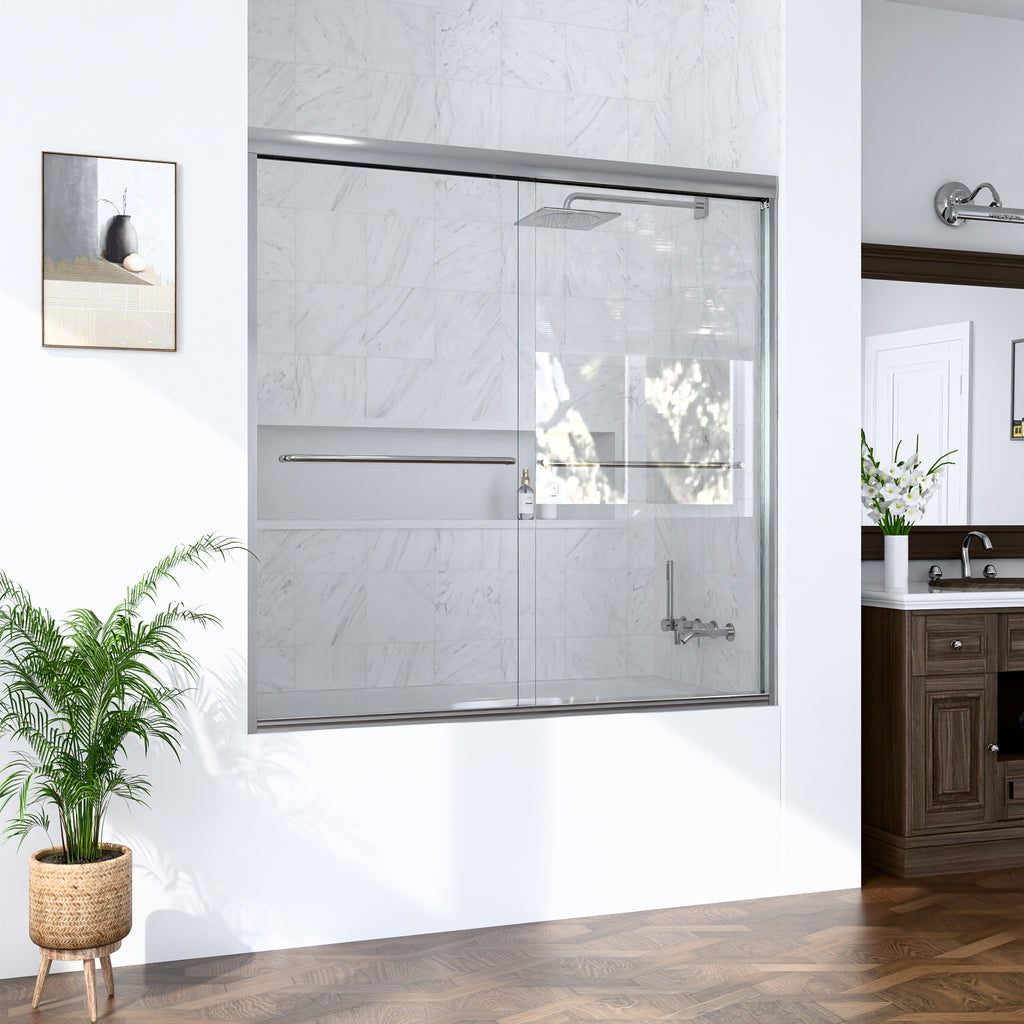 56"-60"W*60" H Semi-Frameless Double Sliding Shower Door