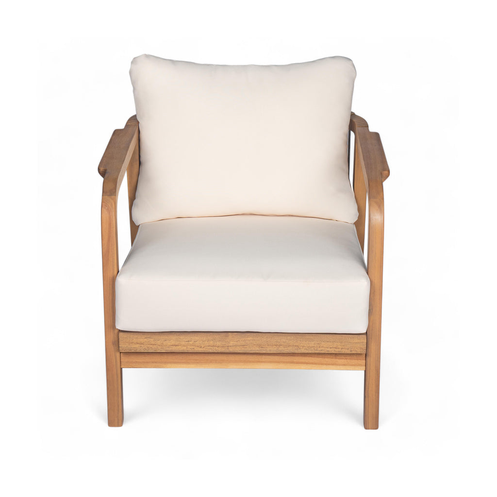 28" Outdoor Lounge Chair with Woven Backrest