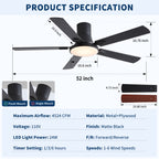 52 Inch Modern Minimalism Ceiling Fan