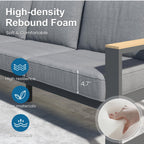 52" All-Weather Aluminum Patio Loveseat Sofa with Thick Cushions
