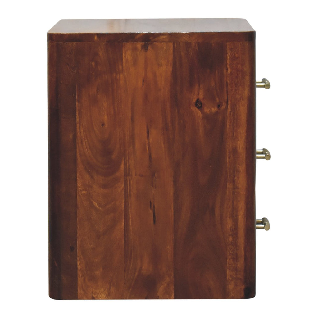 Luca Chestnut Nightstand with 3-Drawers