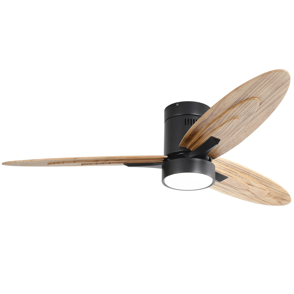 56 Inch Modern Design Flush Mount Ceiling Fan with Light and Remote Control