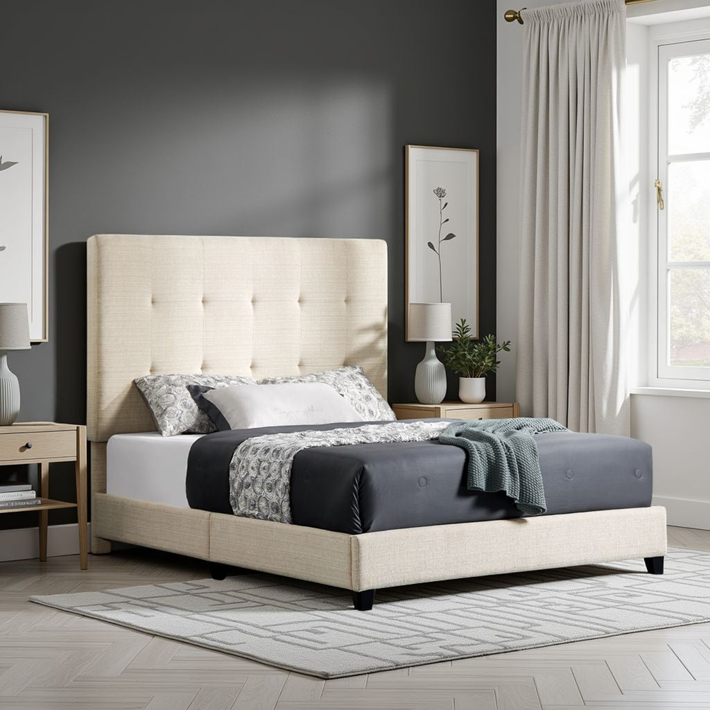 Queen Size Upholstered Panel Bed