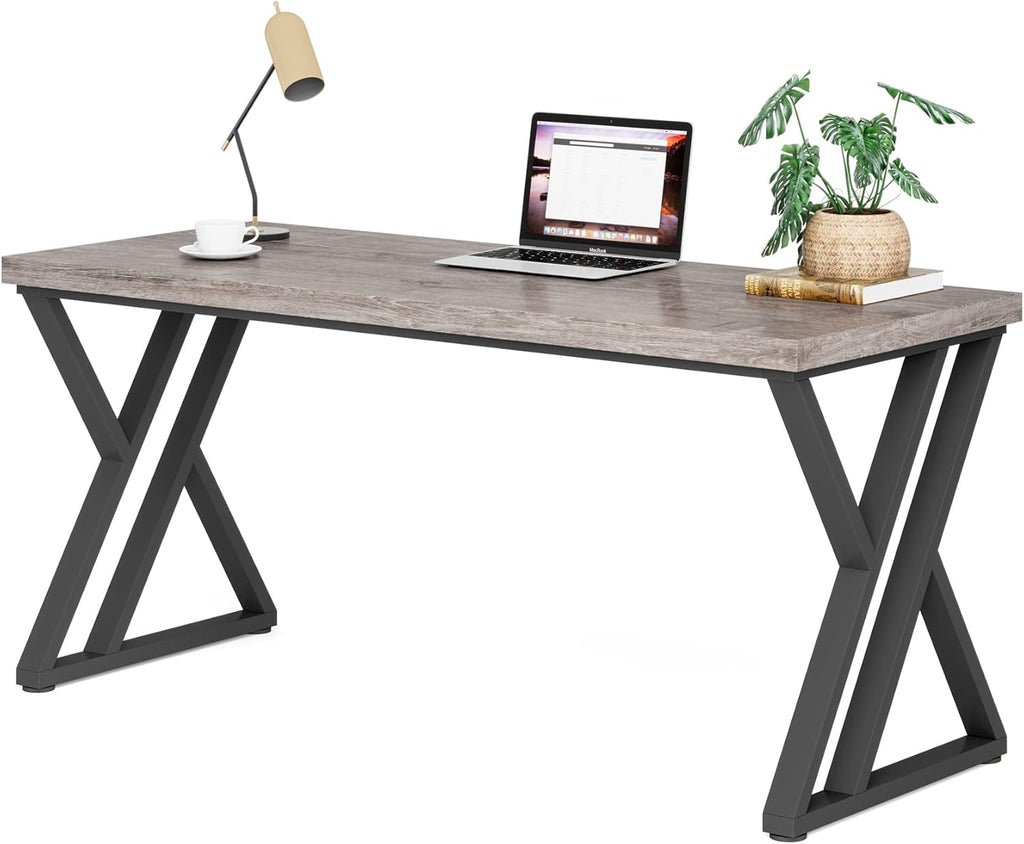 55” Modern Writing Desk with Z-Shaped Metal Legs