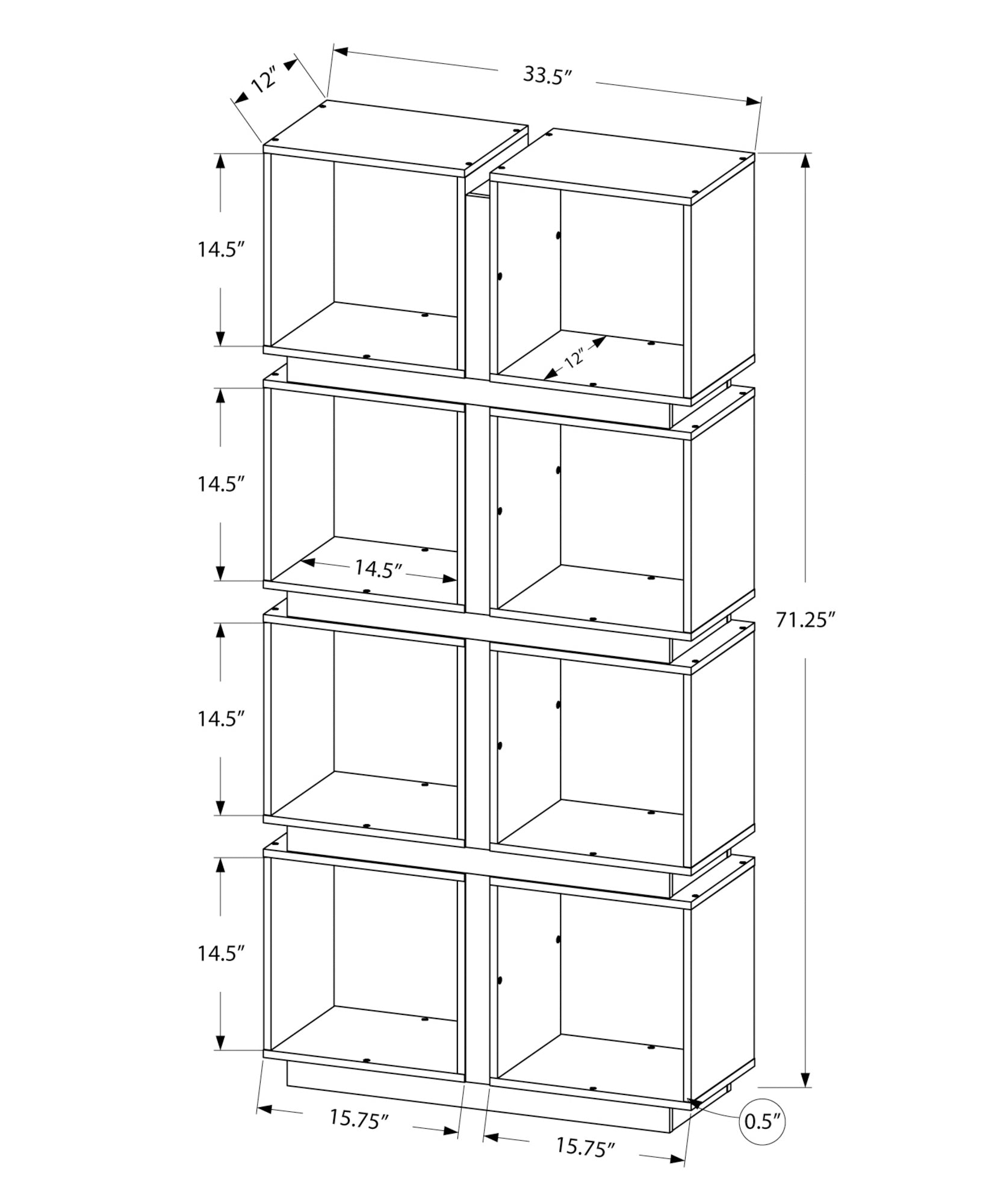 5-Tier Bookshelf, Bookcase, Etagere