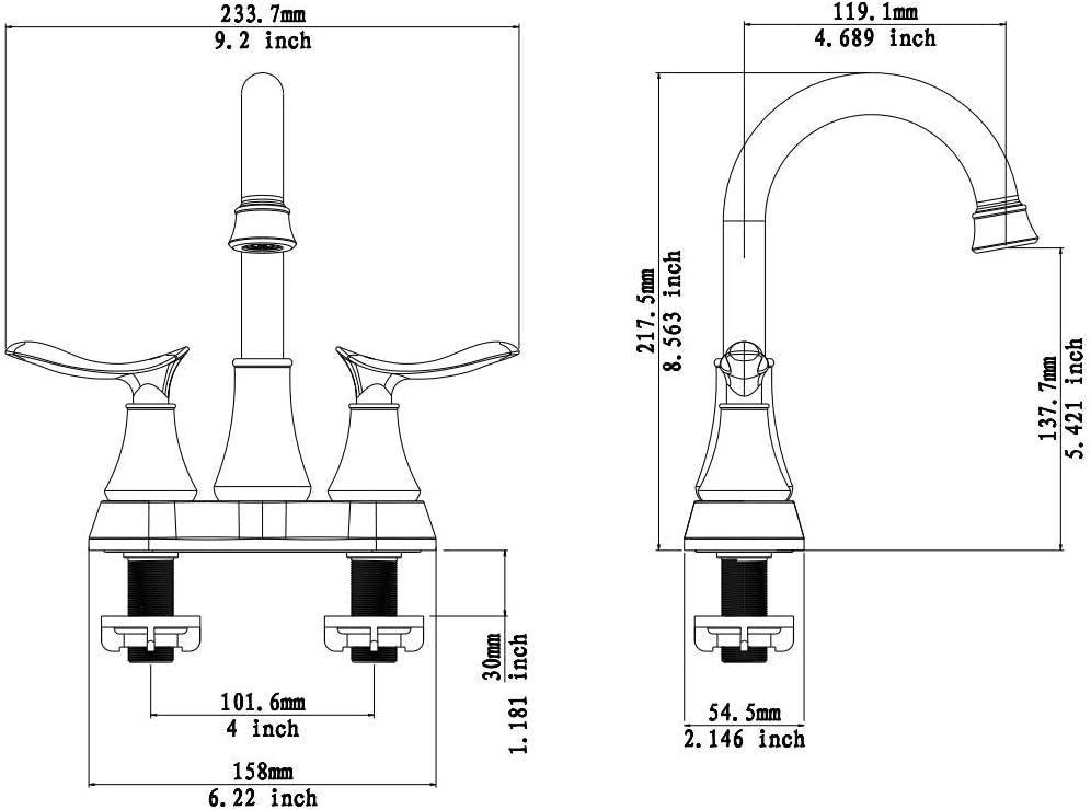 2-Handle 4-Inch Brushed Nickel Bathroom Faucet