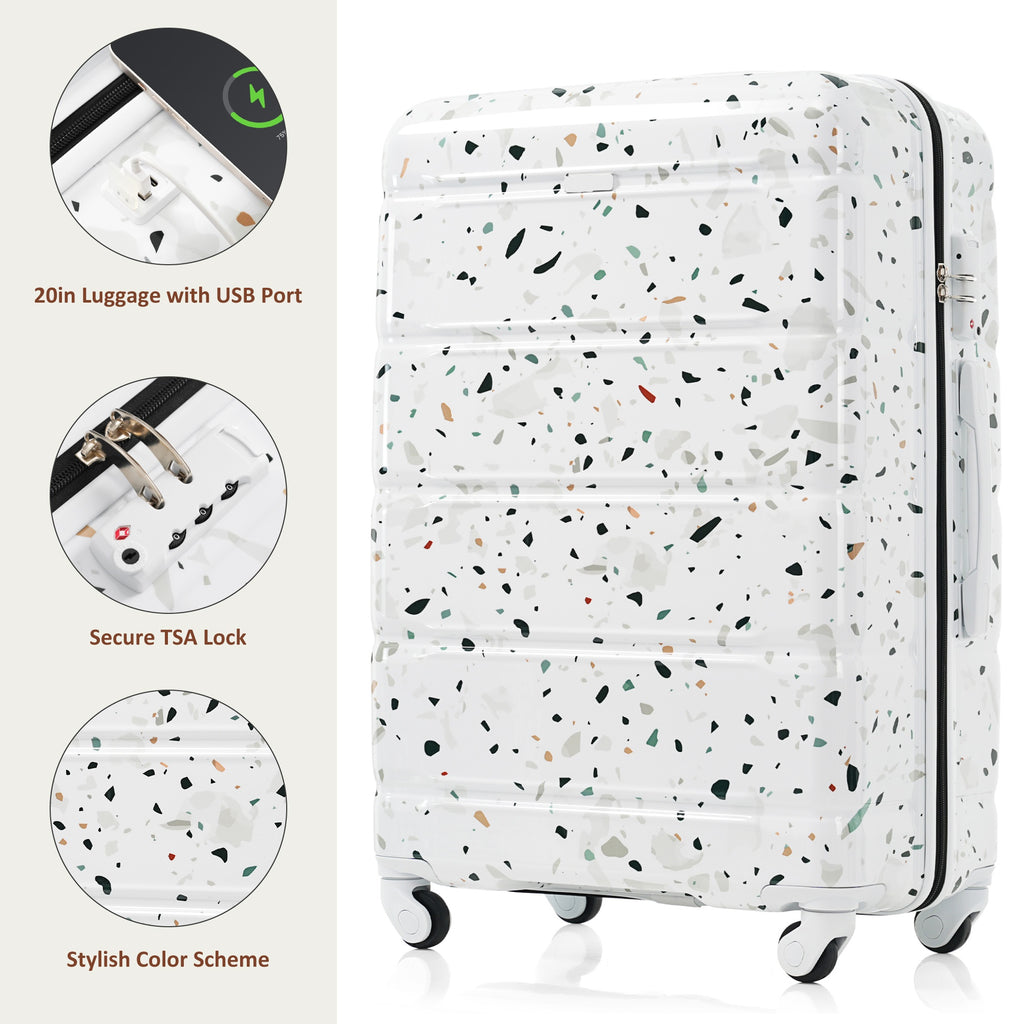 Luggage Set of 3, 20-inch with USB Port