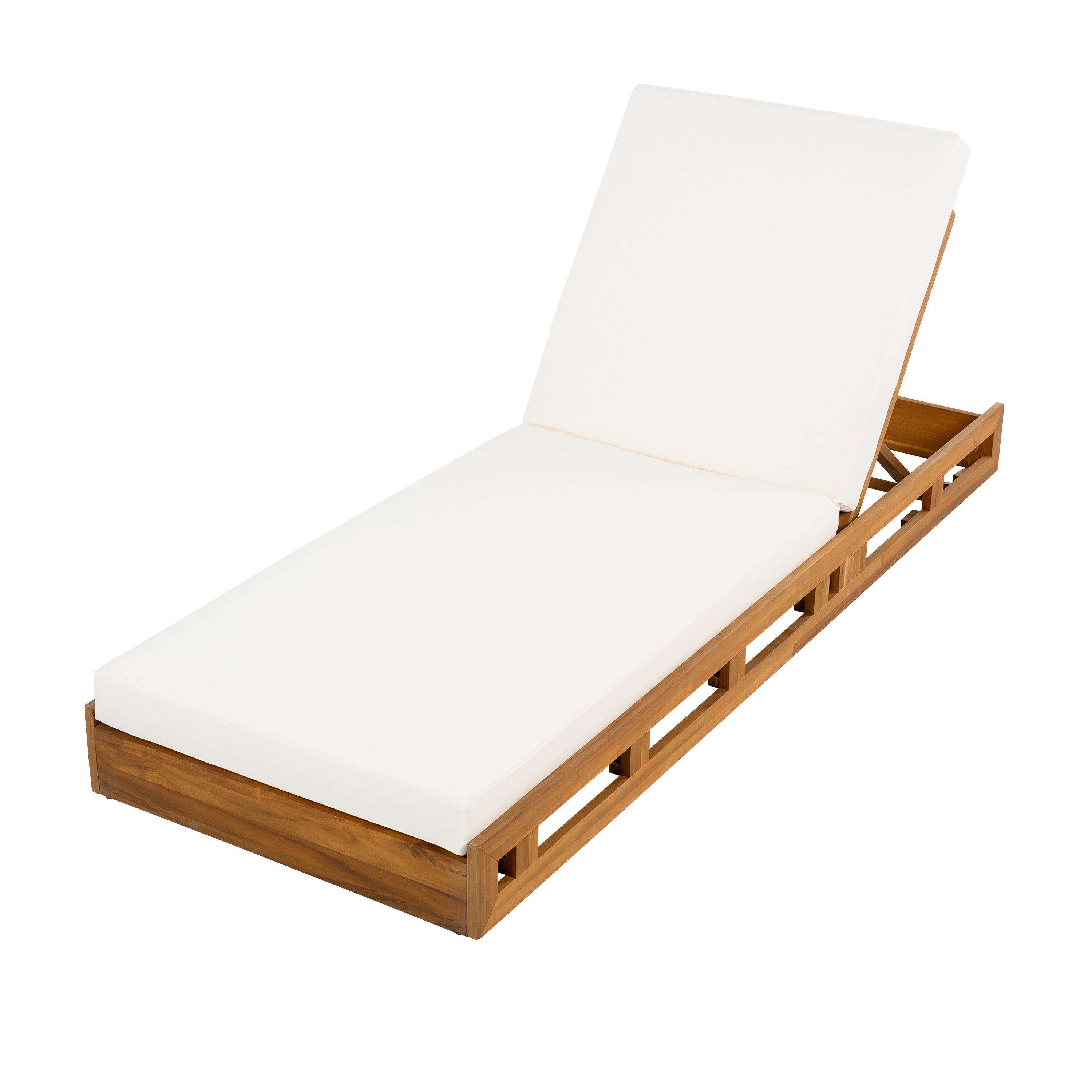 Lounge Chaise Set - Acacia Wood with Water-Resistant Cushions