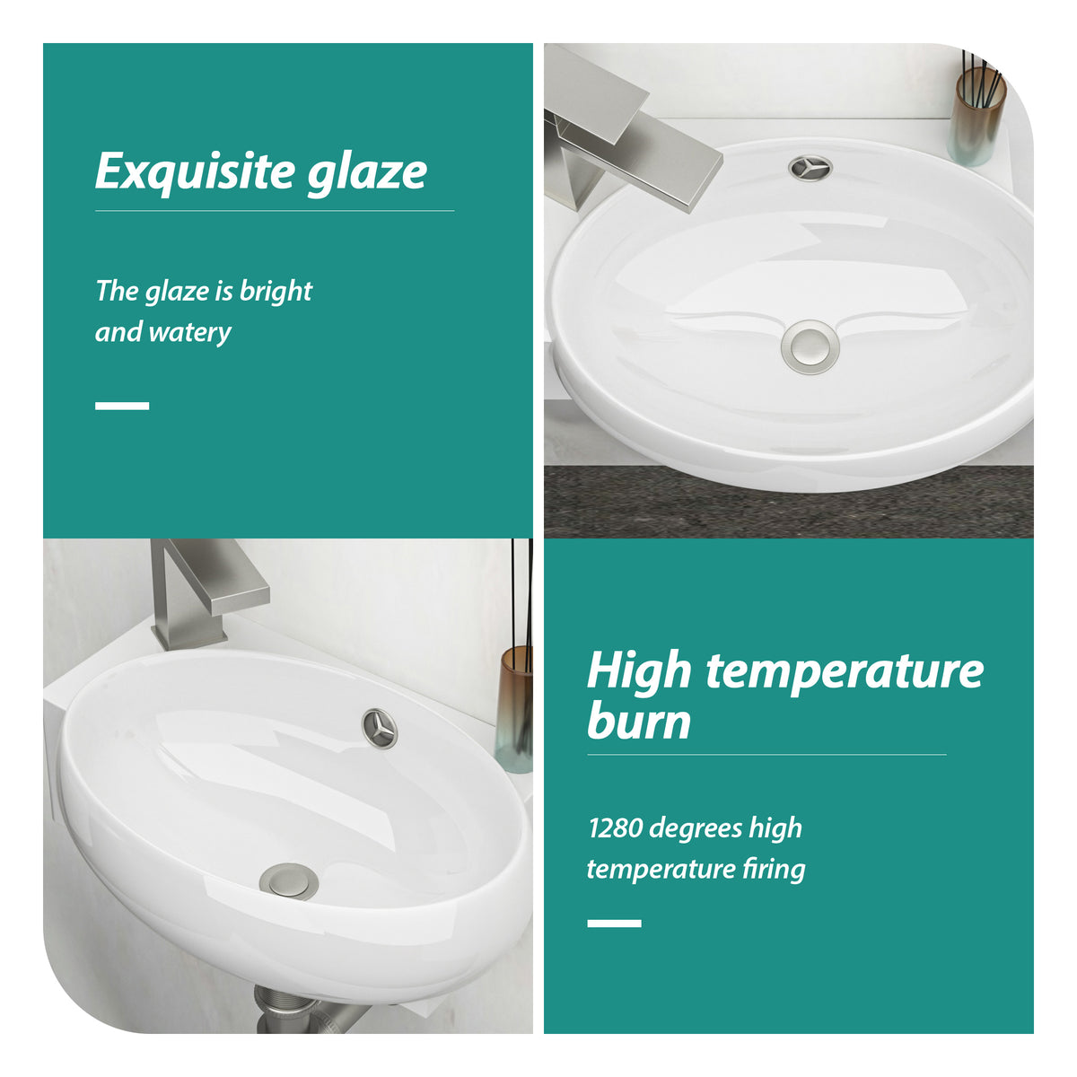16.5x11 Inch Wall-Mounted Bathroom Sink