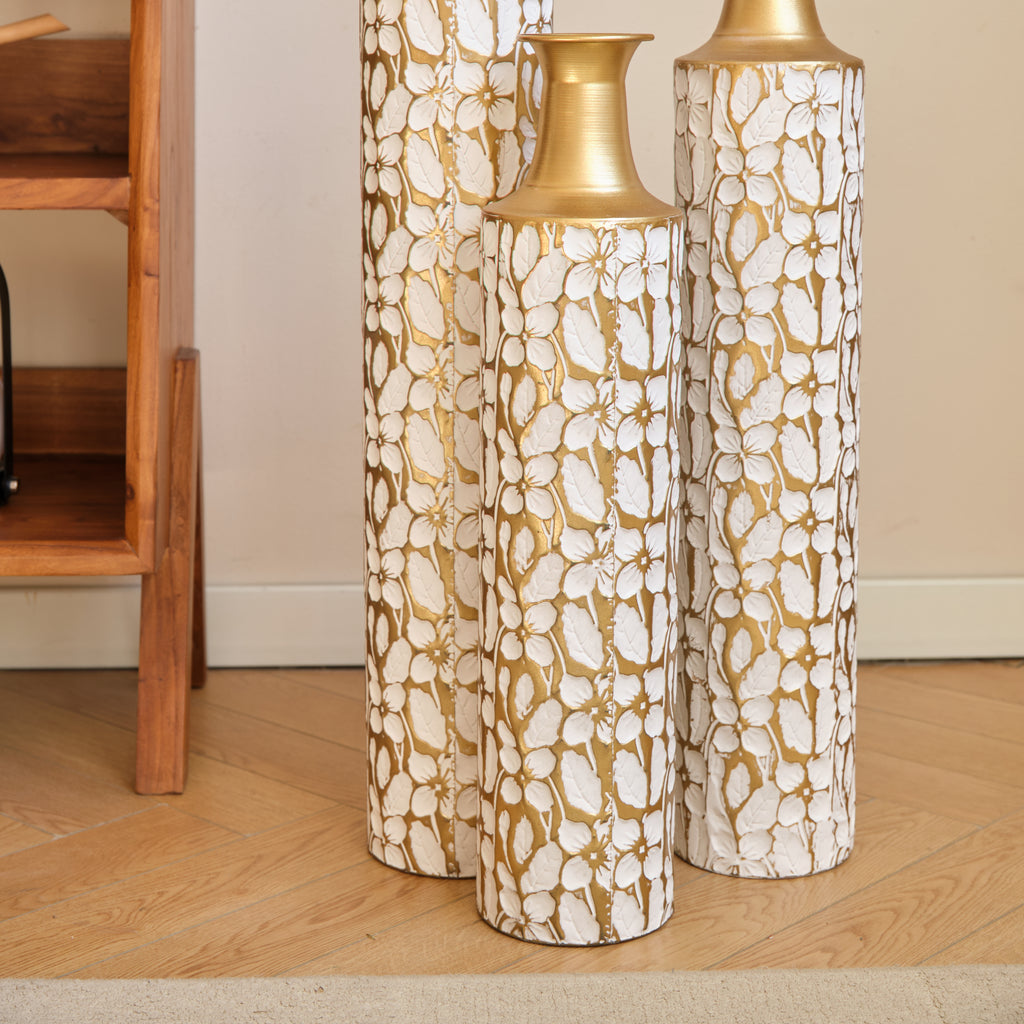Decorative Metal Vases Set of 3