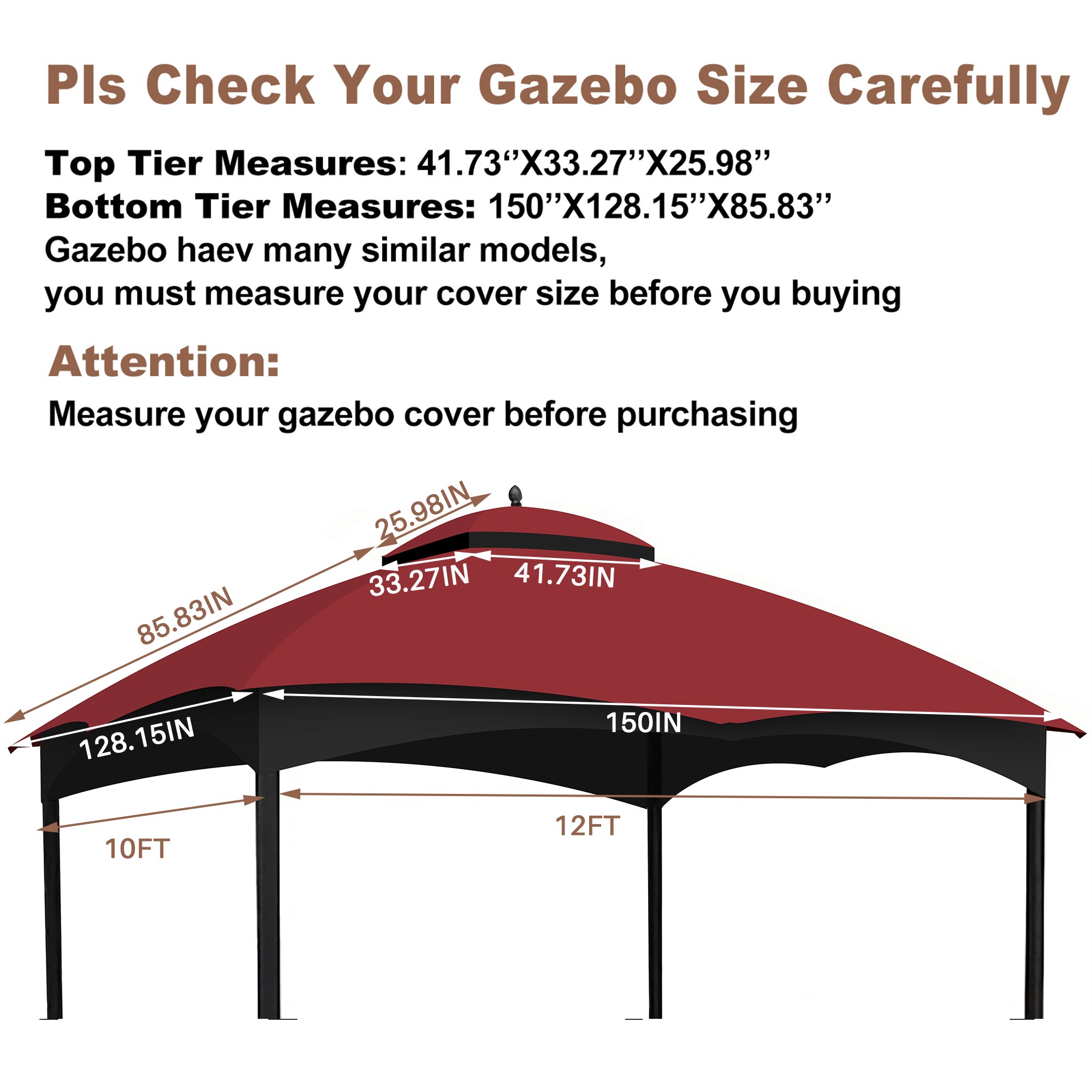 Replacement Canopy Top for Lowe's Allen Roth Heavy Duty Gazebo