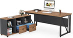 63-Inch Executive Desk with Mobile File Cabinet