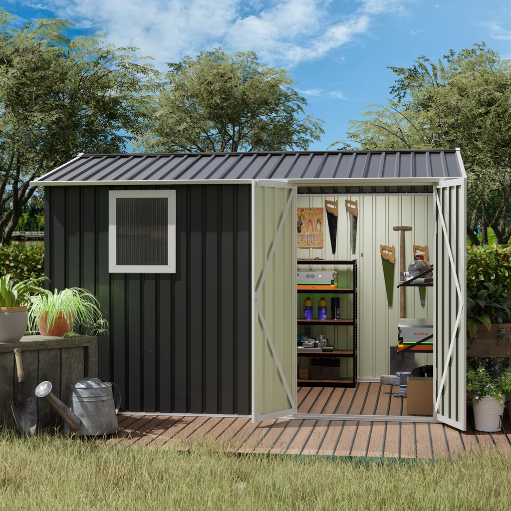 9x6 FT Metal Garden Shed for Patio and Backyard Storage