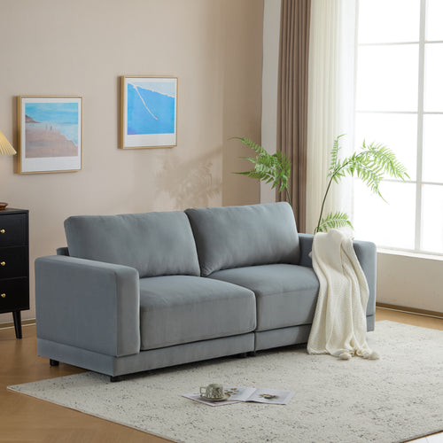 81'' Modern Square Arm Sofa with Soft Velvet Upholstery