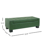 Green Storage Ottoman Bench with Solid Wood Legs