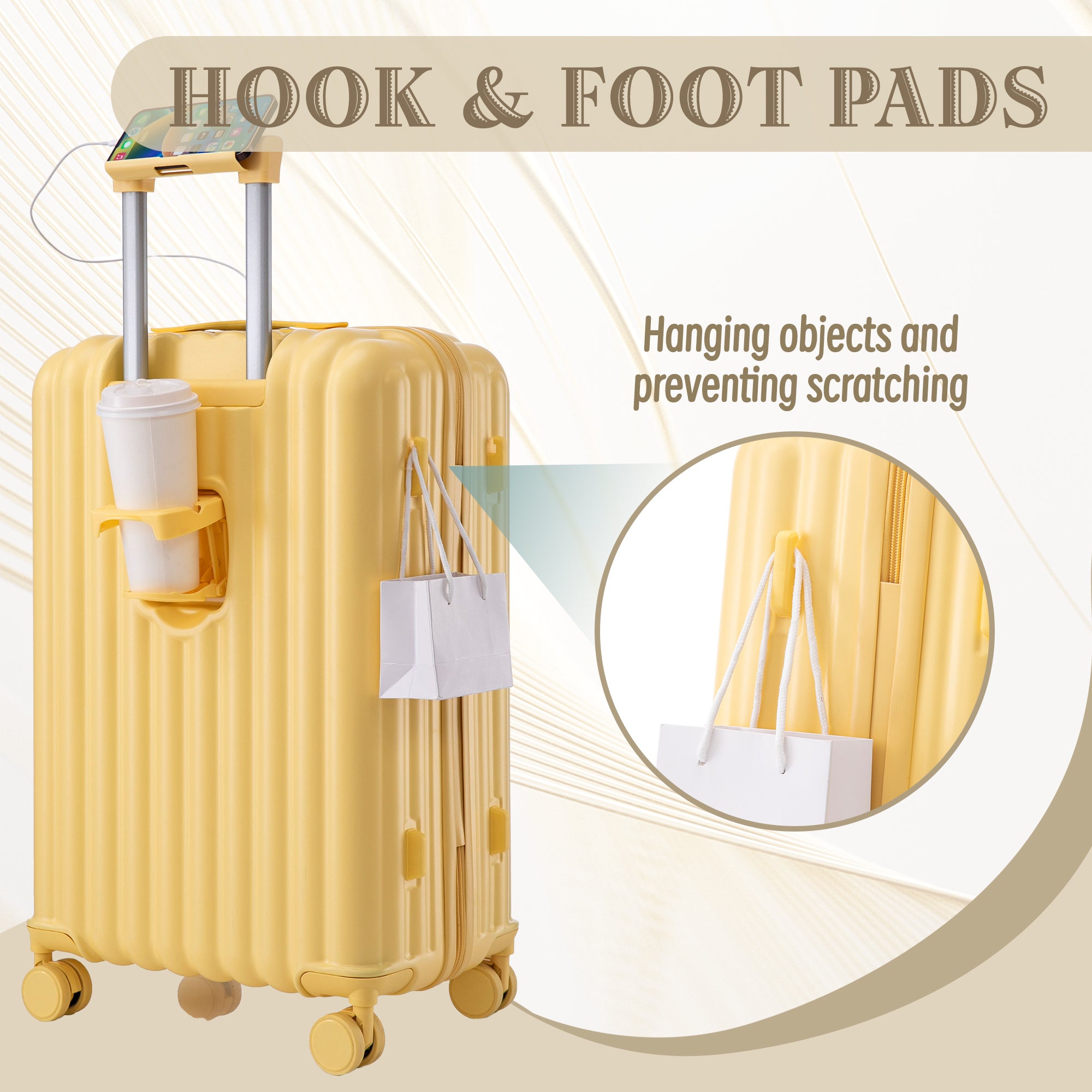 3-Piece ABS Spinner Wheel Luggage Set in Yellow