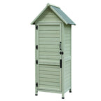 Outdoor Wooden Storage Shed, Tall Narrow Garden Tool Cabinet