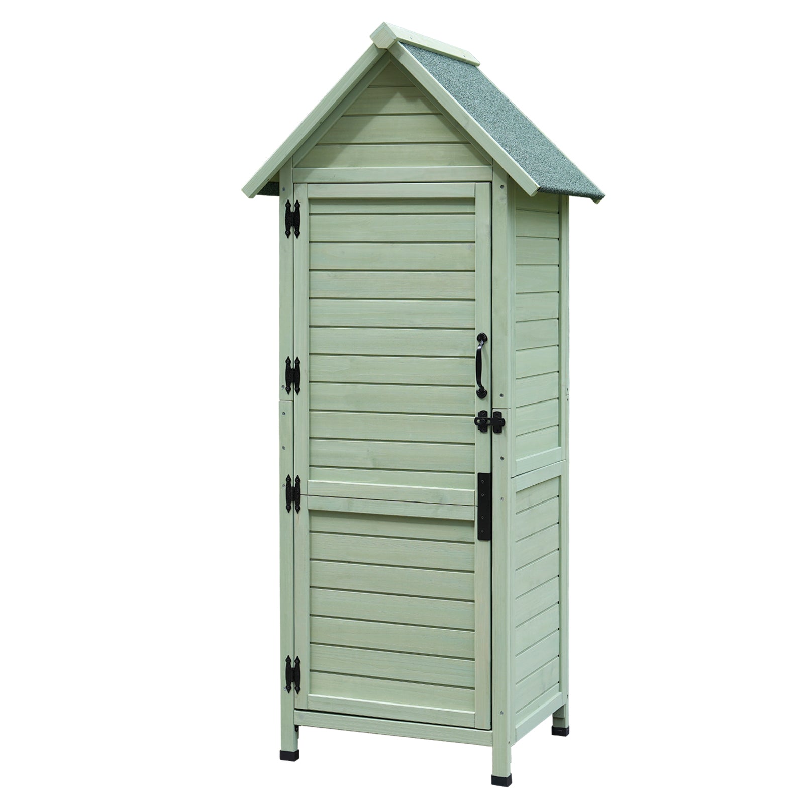 Outdoor Wooden Storage Shed, Tall Narrow Garden Tool Cabinet