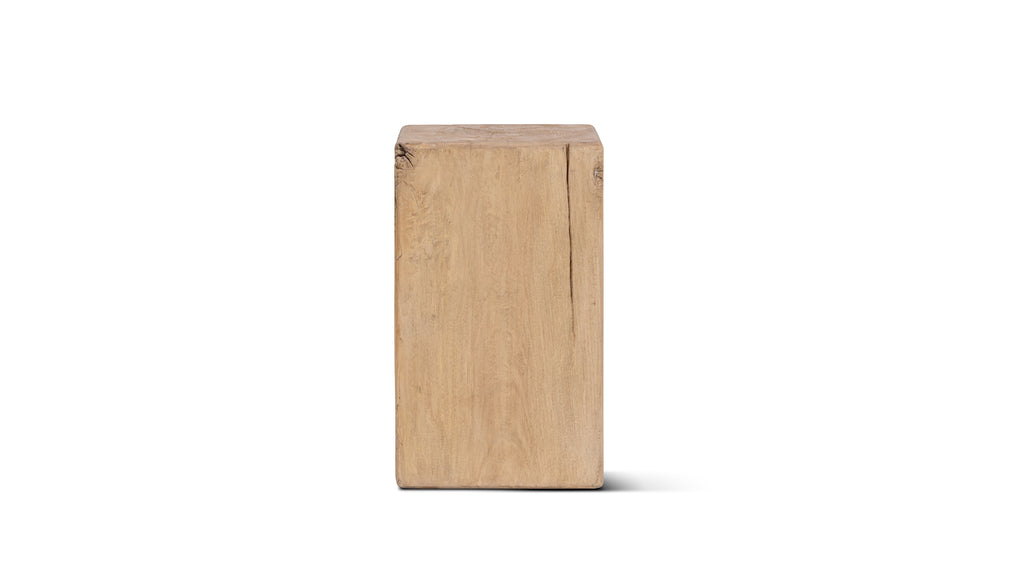 Umber Solid Reclaimed Pine Wood Side Table, 19.5-Inch, Light Natural