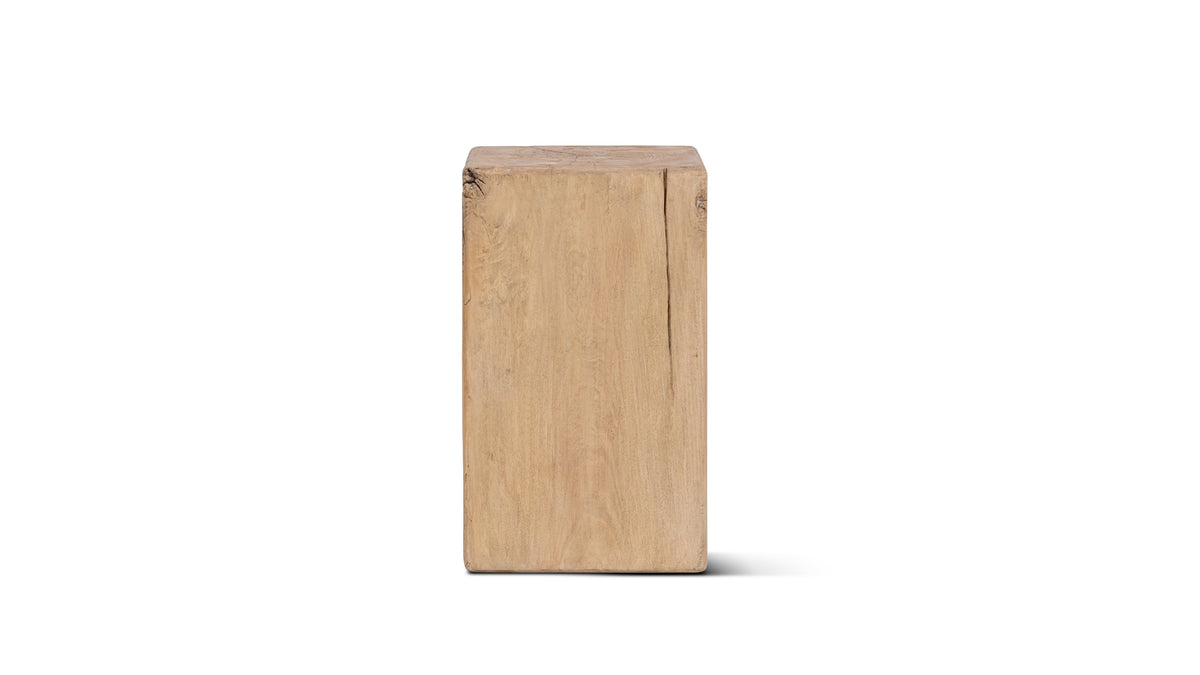 Umber Solid Reclaimed Pine Wood Side Table, 19.5-Inch, Light Natural