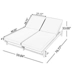 Light Teak Acacia Wood Double Chaise Lounger Set