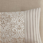 12 Piece Jacquard Comforter Set with Bed Sheets Khaki Cal King