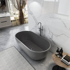 59 Inch Solid Surface Oval Shape Freestanding Bathtub
