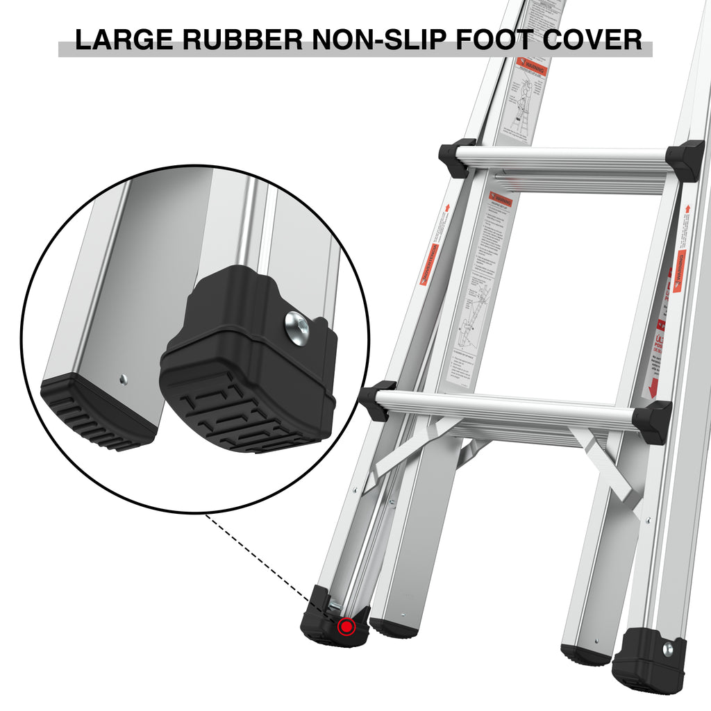 Aluminum Multi-Position Ladder with Wheels, 22 FT, 300 lbs Capacity