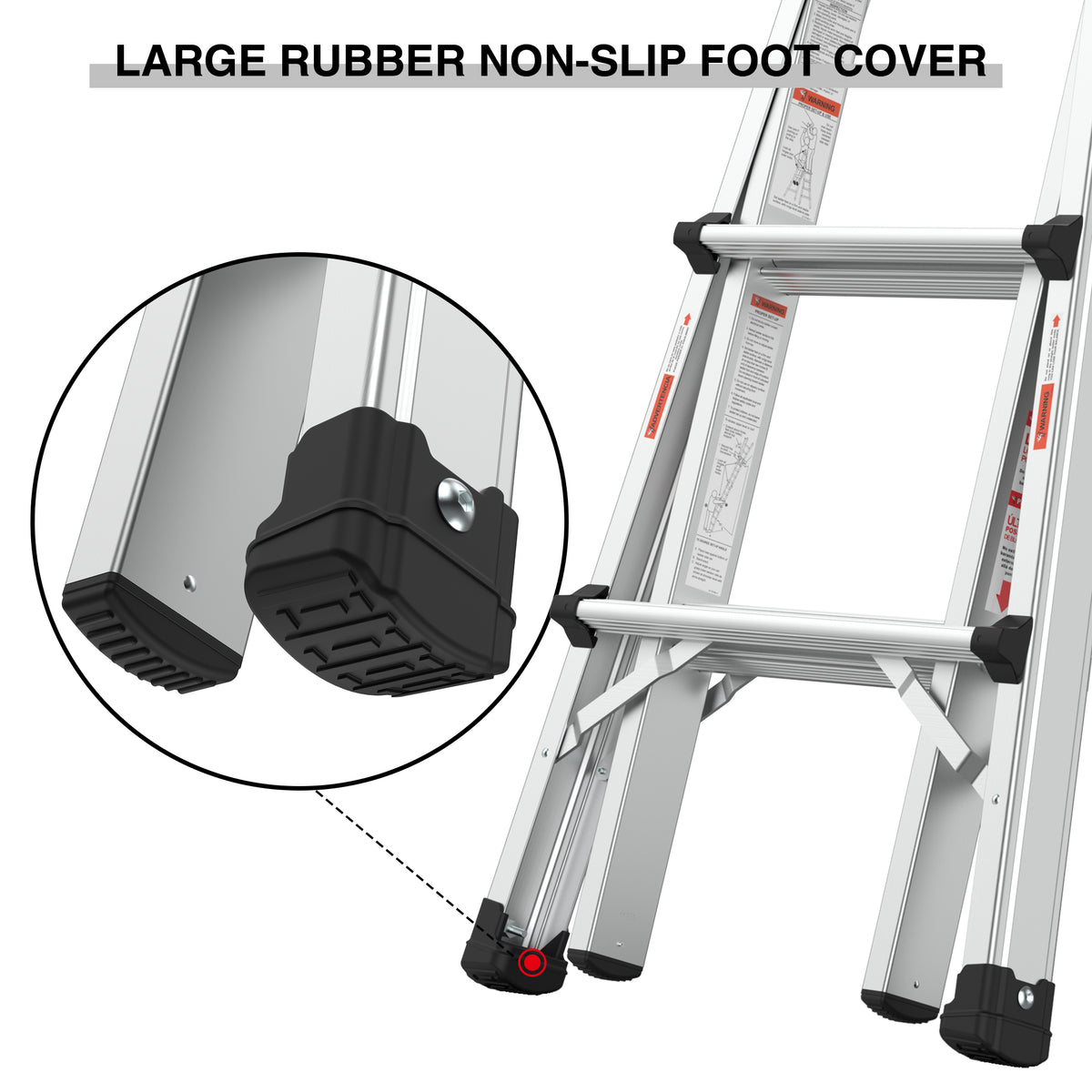 Aluminum Multi-Position Ladder with Wheels, 22 FT, 300 lbs Capacity