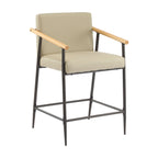 Counter Stool with Iron Frame - Set of 2 - Espresso + Khaki