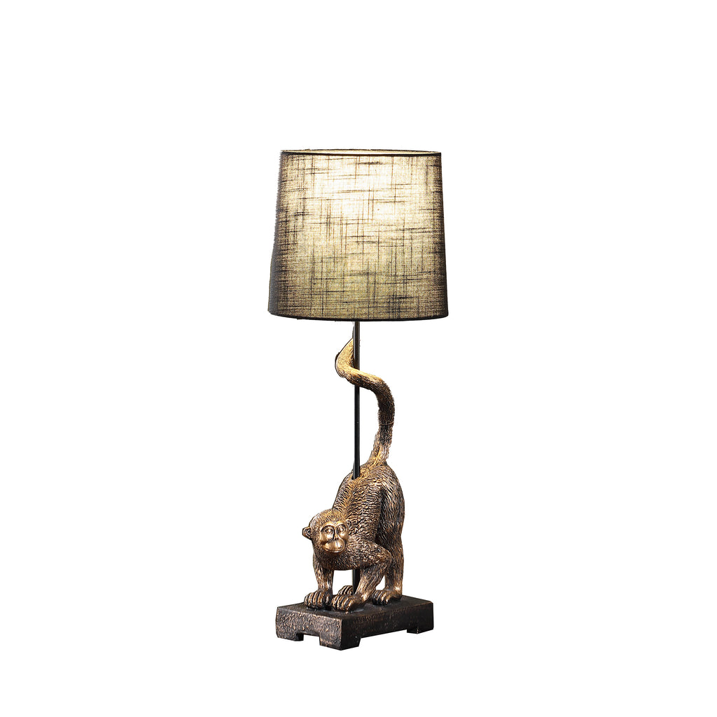24" In Wildlife Old World Antique Bronze Capuchin Monkey Polyresin Table Lamp