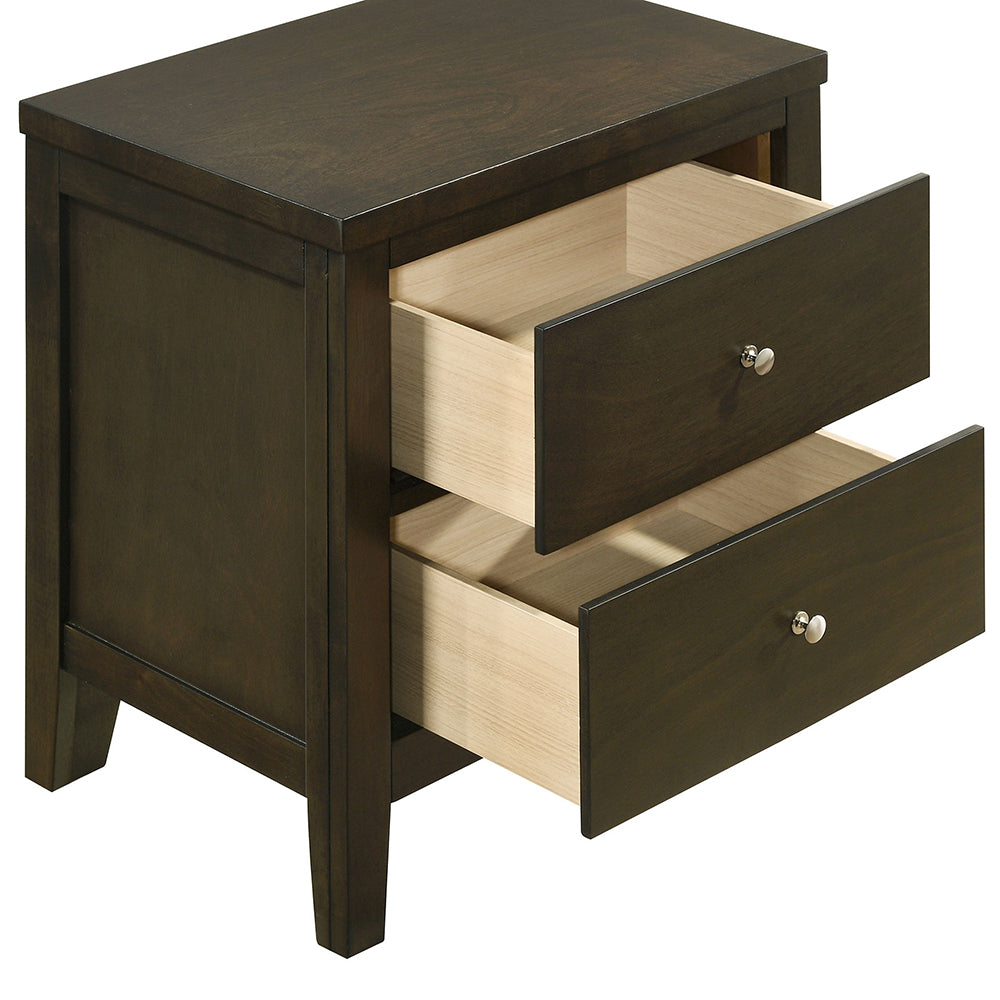 Clement Dark Cocoa 2-Drawer Nightstand Bedside Table