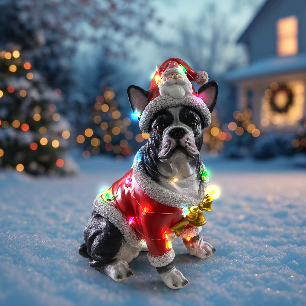 Christmas French Bulldog Statue